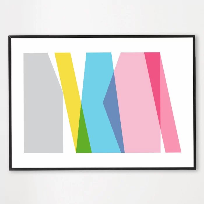 Poster color lines bleu - décoration murale