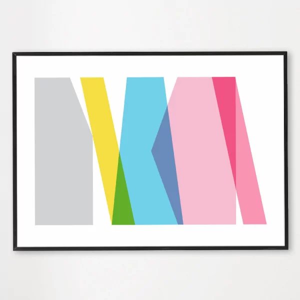 Poster color lines bleu - décoration murale